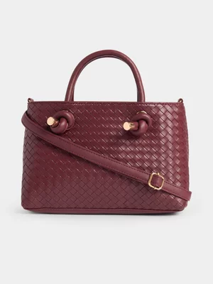 Jet Women's Burgundy Woven Top Handle Bag
