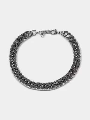 Markham Mens Stainless Steel Curb Chain Silver Bracelet
