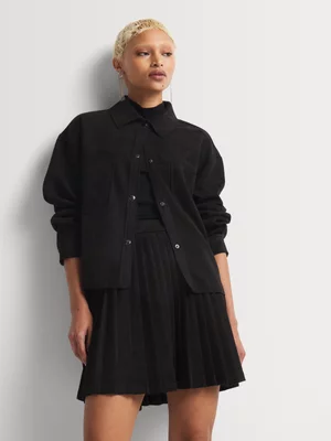 Y&G Suede Pleated Mini Skirt