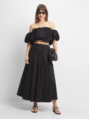 Exact Women's Black Poplin Skirt 