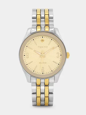 Tempo Gold Plated Champagne Dial Diamond Bracelet Watch