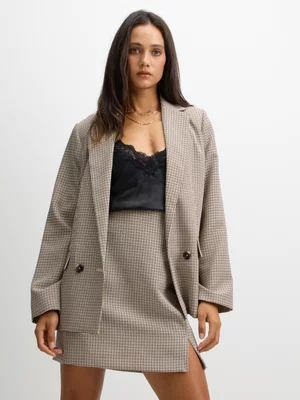 Exact Women's Brown Check Mini Skirt 