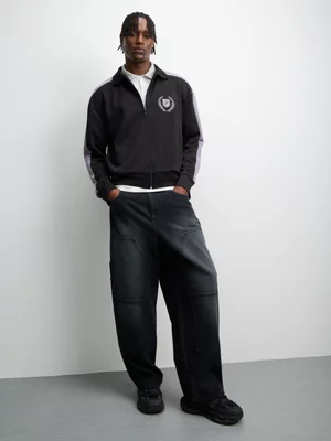 The FIX Men's Black Co-Ord Preppy Track Top