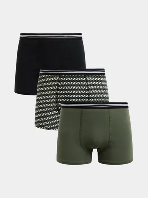 Jet Men's Fatigue Black Checkered 3 Pack Bodyshorts