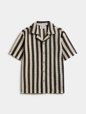 Boys Stripe Crochet Shirt