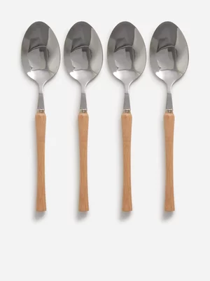 Jet Home 4 Piece Wooden Handle Dinner Spoon Set