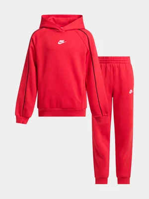 Nike Youth Sportswear Club Fleece Red Tracksuit Set