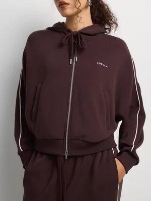 Luella Modal Tipped Zip Through Hooded Jacket
