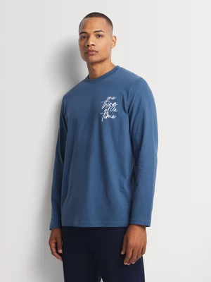 Markham Men's Crew Graphic Blue Sleepwear Top