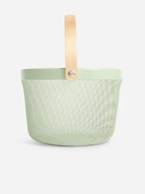 Jet Home Medium Green Round Mesh Basket With Handle 