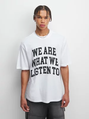 The FIX Men's White Listen Graphic Top