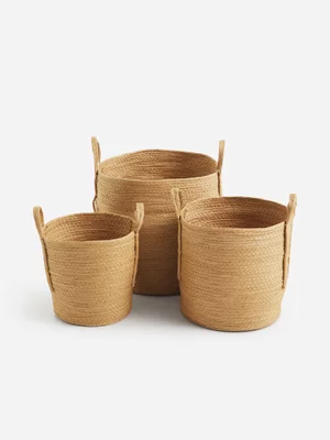 H & S Collection Natural Basket Set 3 