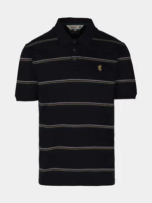 Men's Pringle Navy Scott Stripe Mercerised Golfer