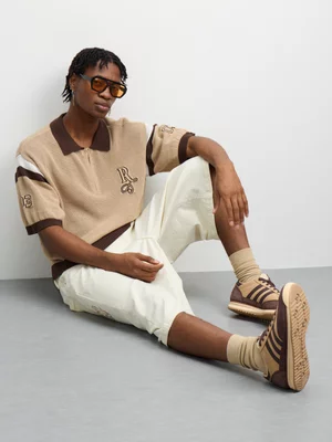 Redbat Athletics Men's Knit Polo Brown Shirt