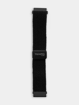 Tempo Pulse Black Woven Nylon Stretch Strap 