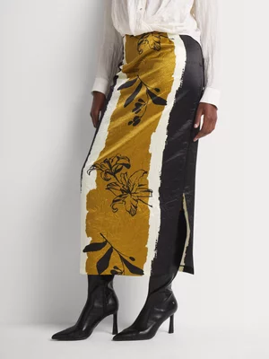 Floral Placement Midi Pencil Skirt