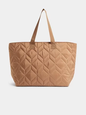 Jet Women's Taupe Quilted Tote Bag