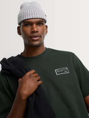 Markham Men's Relaxed Fit Green Graphic T-Shirt 