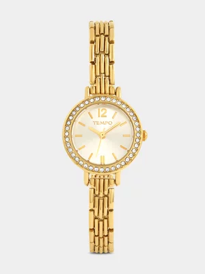 Tempo Gold Plated Champagne Dial Bracelet Watch