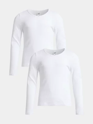 Jet Younger Girls 2 Pack White Long Sleeve Spencer