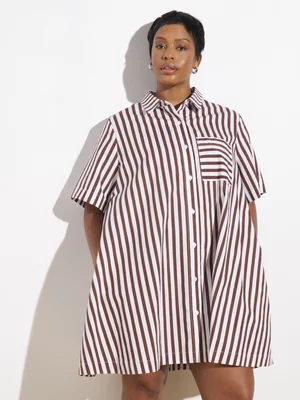 Women's Canvas Trapeze Mini Shirt Dress