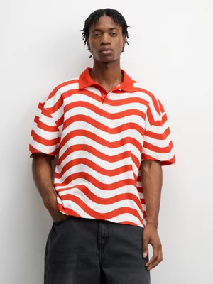 The FIX Men's Red Wavy Stripe Boxy Golfer