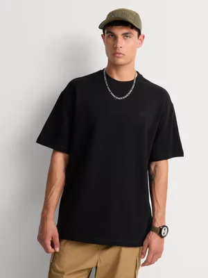 Markham Men's Crewneck Unbrushed Fleece Black T-Shirt