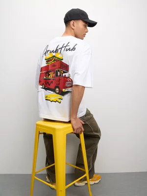 Redbat Men's Food Truck Graphic White T-Shirt