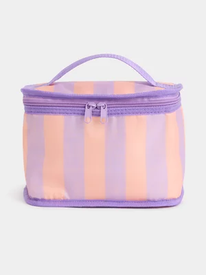 Jet Home Coral Lilac Stripe Lunch Bag 