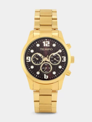 Tempo Gold Plated Brown Dial Bracelet Watch