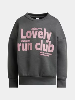 Jet Younger Girls Grey Lovely Run Club Crew Neck