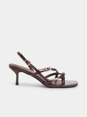 The FIX Women's Brown Multi Strap Heel Sandal