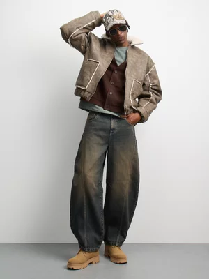 The FIX Men's Dirty Wash Ovoid Barrel Jeans
