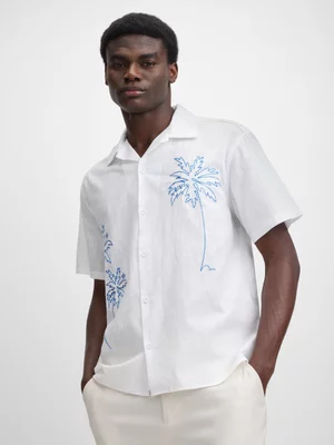Jet Men's White/Blue Palm Trees Shirt