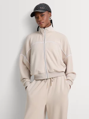  Luella Modal Blend Piping Detail Zip-Through Soft Jacket