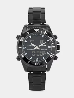 Tempo Active Black Plated Black Dial Two-Tone Bracelet Watch  