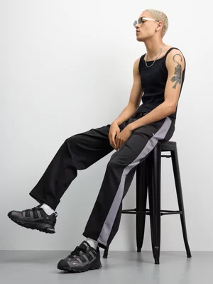 The FIX Men's Black & Grey Co-ord Preppy Track Pants