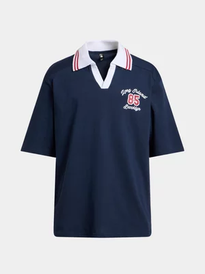 Jet Teen Boys Varsity Navy Printed Golfer