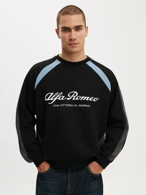 Men's Cotton On Black Box Fit Alfa Romeo Sweatshirt