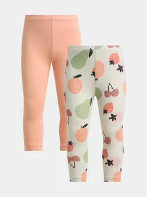 Exact Older Girl's Orange & Natural 2-Pack Leggings