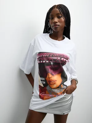 The FIX Women's White Motorsport Girl Graphic Top