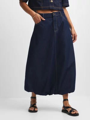 Exact Women's Dark Raw Wash Denim Bubble Skirt