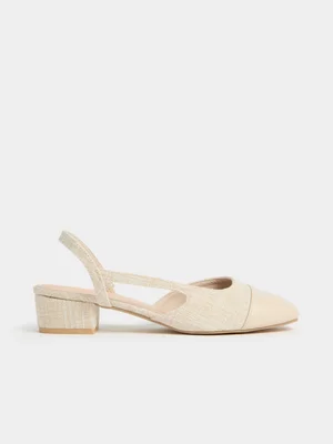 Jet Women's Nude Low Block Slingback Heel