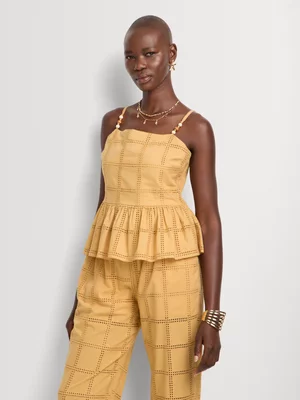 Anglaise Peplum Cami Top