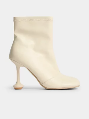 The FIX Women's Cream Square Toe Ankle Boot