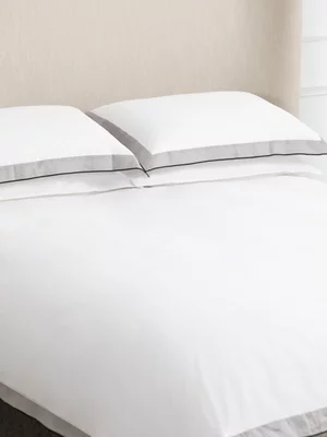 Granny Goose Kolkata Duvet Cover Set Cotton With Linen Border Grey