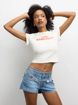 The FIX Women's Light-Wash Micro short Denim