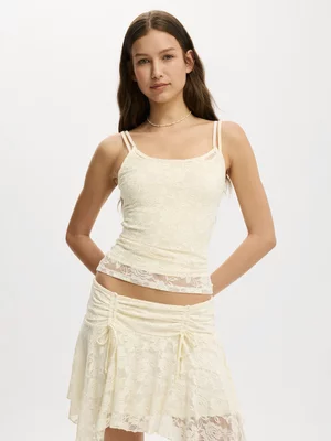 Women's Cotton On White Lace Scoop Camisole Top