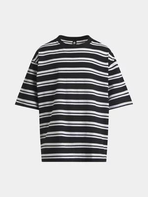 Jet Teen Boys Black/White Striped T-Shirt
