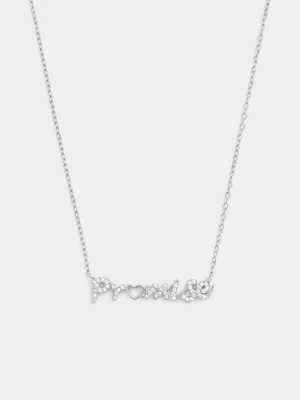 Sterling Silver Cubic Zirconia “Promise” Script Necklace